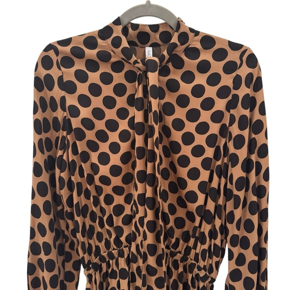 Rachel Pally Rayon Dana Dress Polka Dot Tan Black Size Medium - Picture 6 of 13